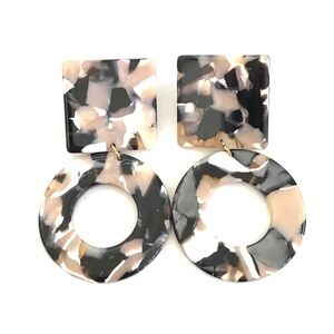 MACHETE Tortoise Drop Earrings Statement Earrings NWOT Brown Black Tan